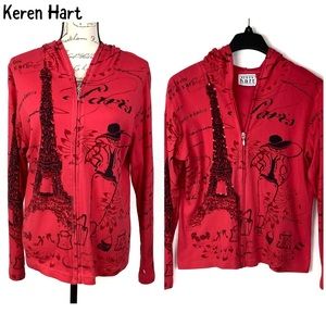 🔹SOLD🔹Sequined Eiffel Tower Paris Zip Up Hoodie